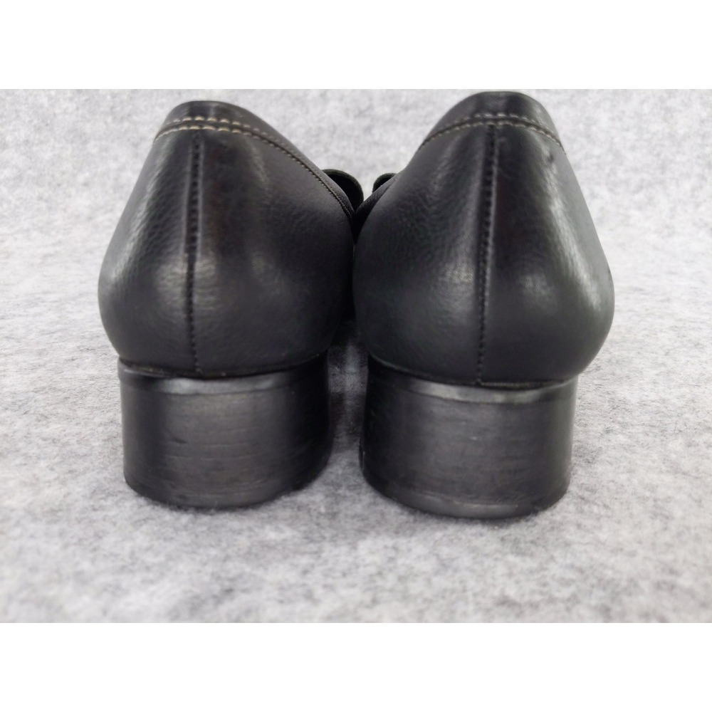 Etienne Aigner Quiz Loafers 9.5M Black Leather‎ Square Toe Block Heel Brazil - Picture 9 of 11